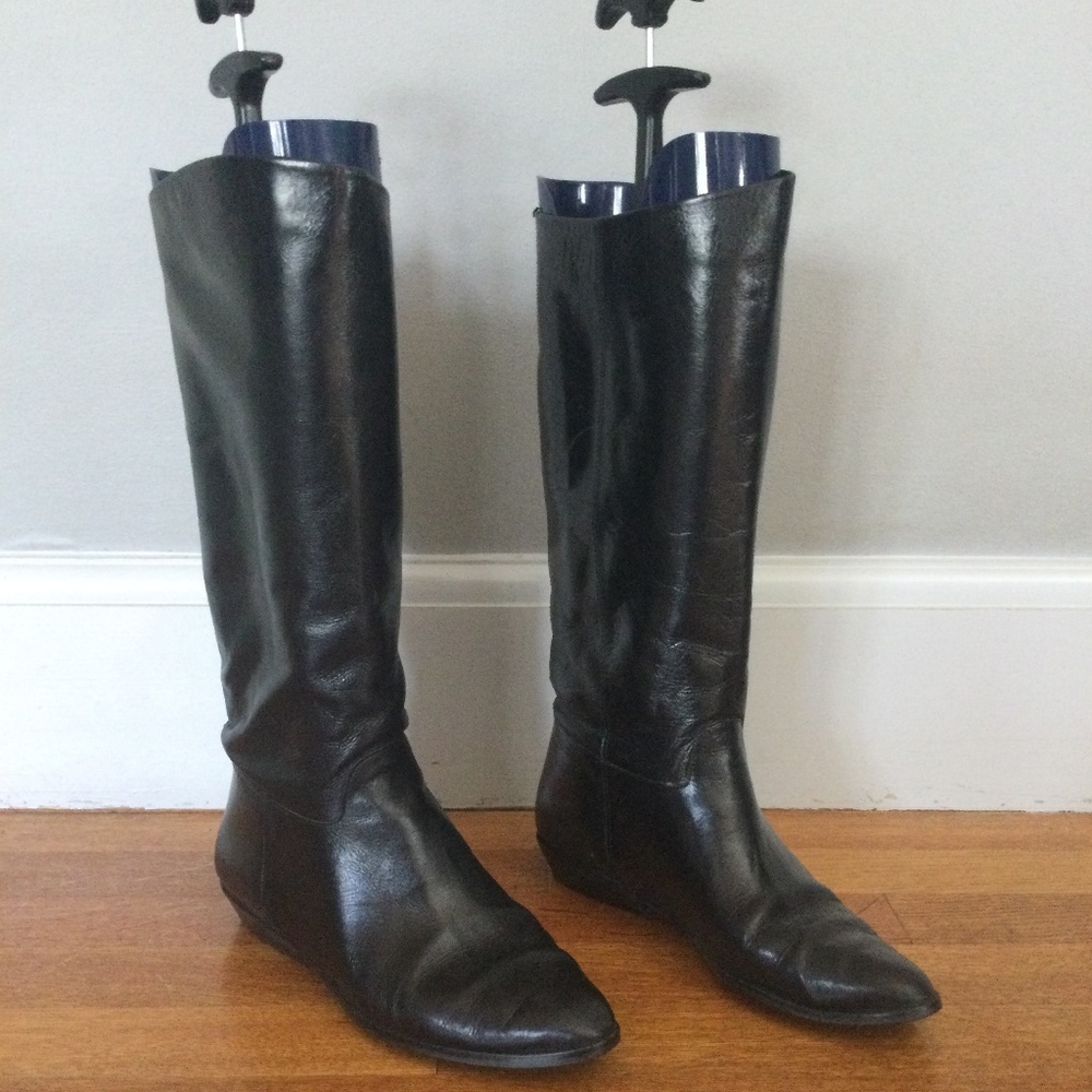 9 West Flat Leather Slip in Boot 👢